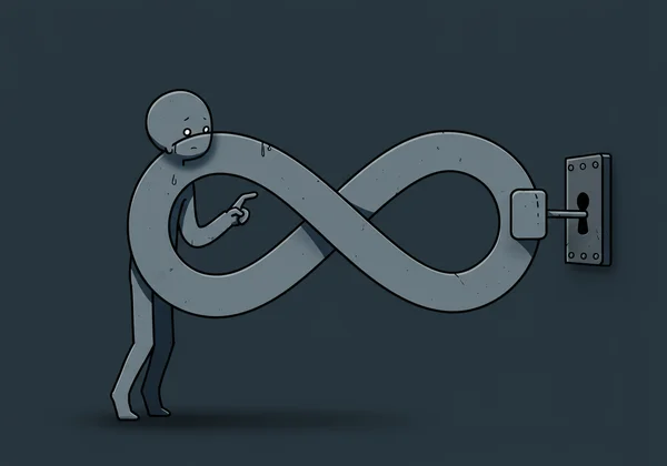 Person trapped in a cyclical loop of obsessive checking