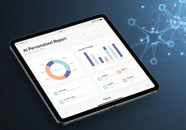 AI-generated personalized report on a tablet screen.
