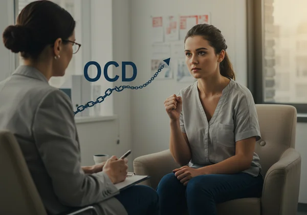 Therapist and patient discussing effective OCD treatment