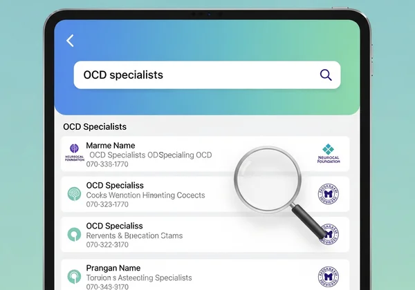Digital illustration of finding an OCD specialist online