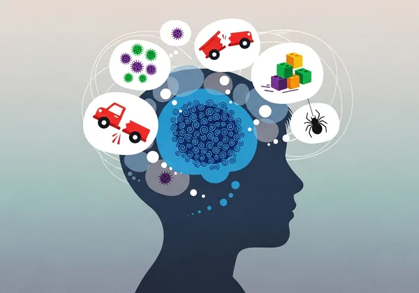 Abstract image of child's mind stuck on fearful thoughts.