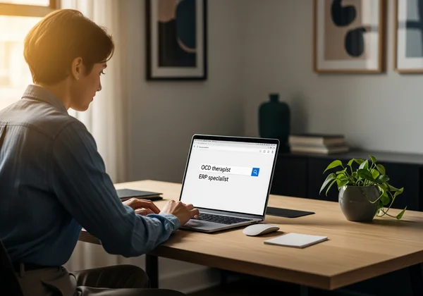Person searching for a qualified OCD therapist online