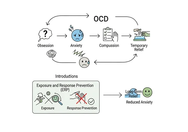 Diagram showing OCD cycle broken by ERP