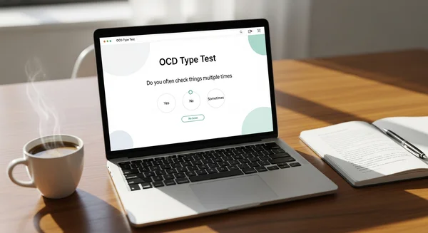 Online OCD test interface on a laptop screen
