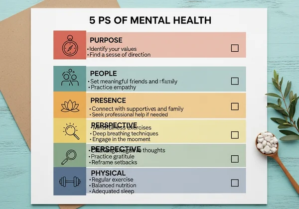 checklist illustrating the 5 Ps of mental health