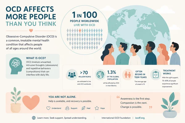 Infographic illustrating global OCD prevalence statistics