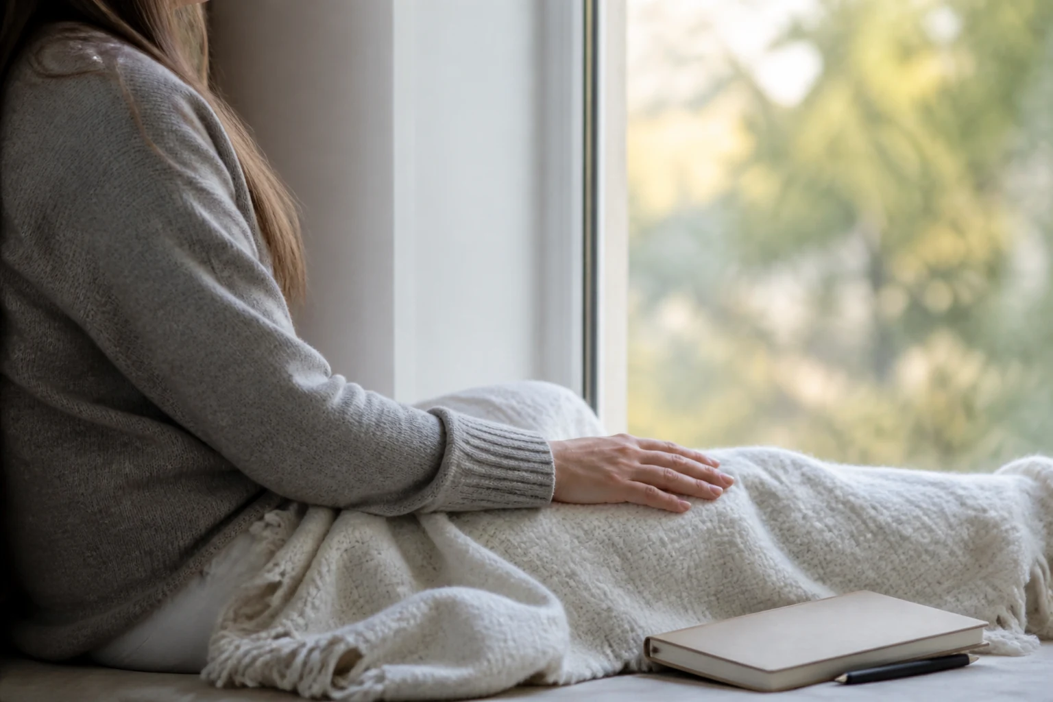 Grounding exercise by a window